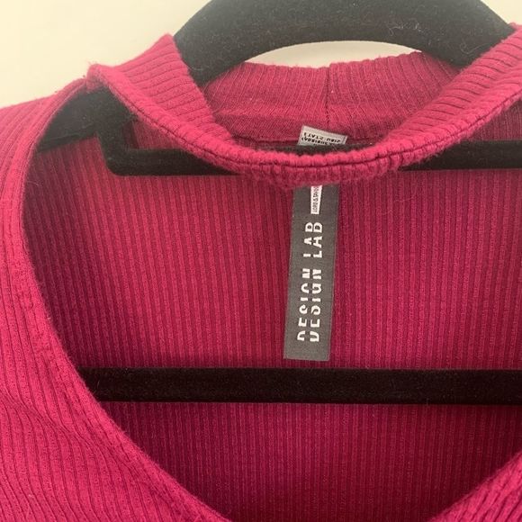 Design Lab | Dark Pink Choker Neck Long sleeve top - Picture 5 of 5
